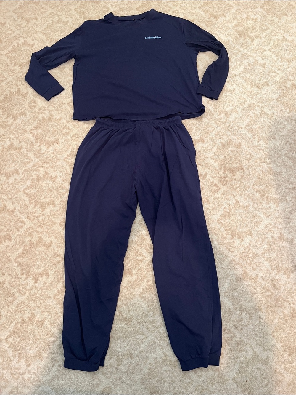 Vintage Azerbaijan Airlines 🇦🇿 Navy Blue Pajama set/ Track Suit. Size Large  New